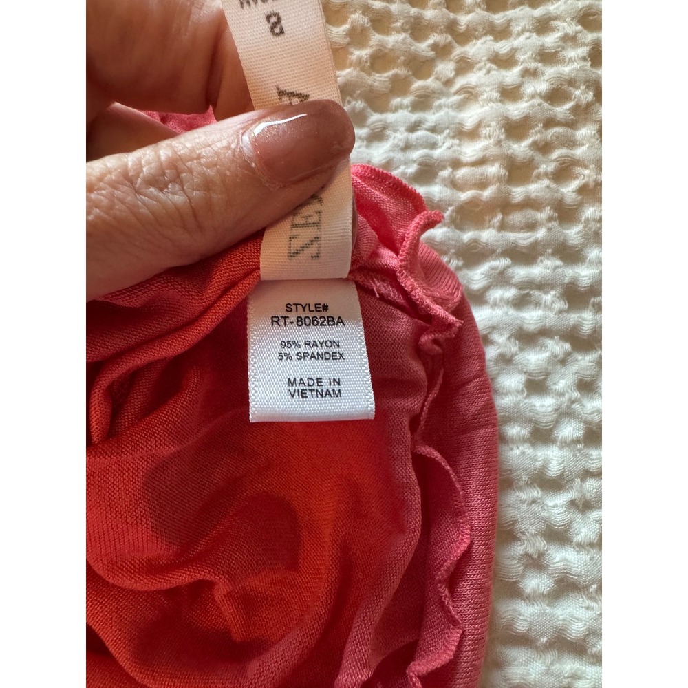 Zenana Women Pink Lettuce Edge Turtleneck Long Sleeve Top S RT-8062BA - Picture 6 of 6